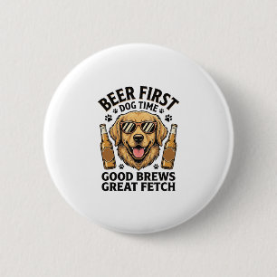 Macaron Rond 5 Cm Chemise de bière Retriever doré Funny Dog Lover Vi