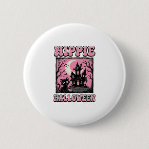 Macaron Rond 5 Cm Chemise de chat de maison hantée vintage Halloween