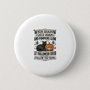 Macaron Rond 5 Cm Chemise de chat noir Halloween Gravure de citrouil
