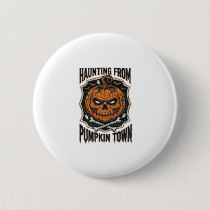 Macaron Rond 5 Cm Chemise de citrouille d'Halloween Vintage Jack O L