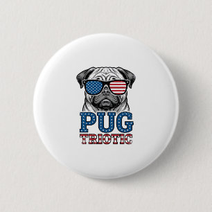 Macaron Rond 5 Cm Chemise de design patriotique de pug de gravure vi