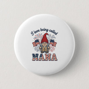Macaron Rond 5 Cm Chemise de grand-mère vintage Gnome Nana patriotiq