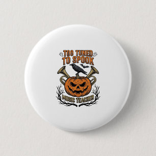 Macaron Rond 5 Cm Chemise de gravure de citrouille Halloween profess
