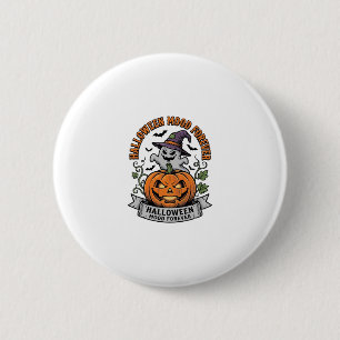 Macaron Rond 5 Cm Chemise de gravure vintage de fantôme de citrouill