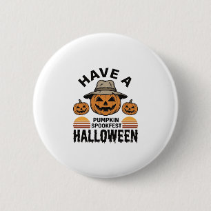 Macaron Rond 5 Cm Chemise de gravure vintage Halloween Citrouille ef