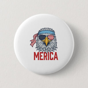 Macaron Rond 5 Cm Chemise de gravure vintage Merica Eagle patriotiqu
