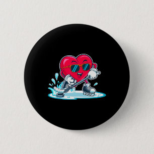 Macaron Rond 5 Cm Chemise de hockey à coeur pour la Saint-Valentin p