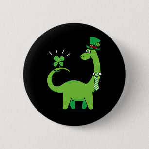 Macaron Rond 5 Cm Chemise de la Saint-Patrick Shamrock Enfant Dinosa