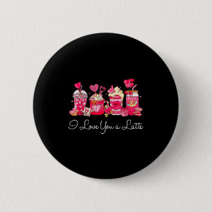 Macaron Rond 5 Cm Chemise de la Saint-Valentin Café Je t'aime un Lat