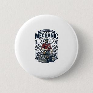 Macaron Rond 5 Cm Chemise de Mécanicien de la Fête des Pères Papa Dr