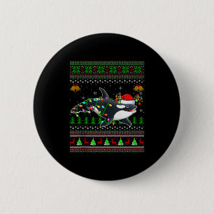 Macaron Rond 5 Cm Chemise de Noël hideuse baleine orque Santa Anima