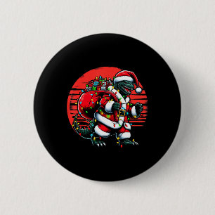 Macaron Rond 5 Cm Chemise de Noël Santazilla Monstre japonais Kaiju