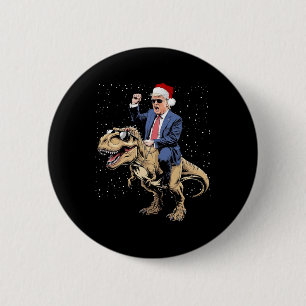 Macaron Rond 5 Cm Chemise de Noël Trump Xmas T Rex Drôle Dinosaures 