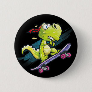 Macaron Rond 5 Cm Chemise de skateboard Dino Garçons Skateboard Enfa