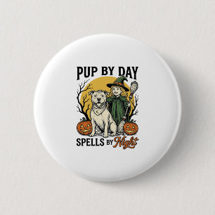 Macaron Rond 5 Cm Chemise de sorcière de chien d'Halloween Gravure v