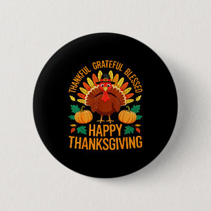 Macaron Rond 5 Cm Chemise de Thanksgiving Merci Reconnaissant Bénie 