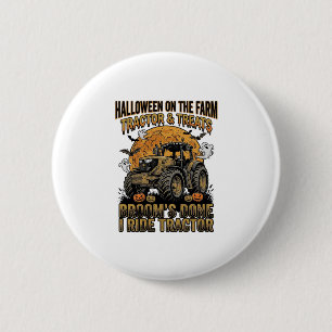Macaron Rond 5 Cm Chemise de tracteur Halloween Drôle de sorcière de