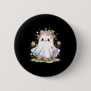 Macaron Rond 5 Cm Chemise d'Halloween Fantôme Floral Costume d'Hallo