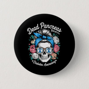 Macaron Rond 5 Cm Chemise du Club du Pancréas Paresseux Crâne Floral