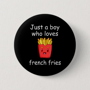 Macaron Rond 5 Cm Chemise Frites Drôle Amateur de Frites Françaises