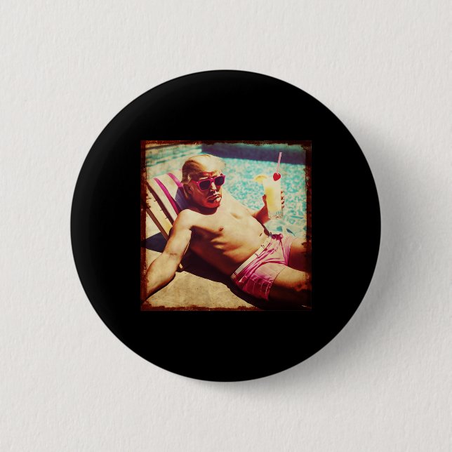 Macaron Rond 5 Cm Chemise Funny Pina Colada Donald Trump 2024 Républ (Devant)