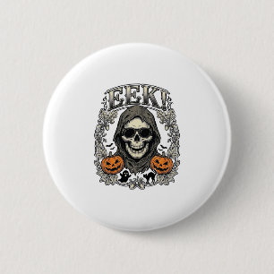 Macaron Rond 5 Cm Chemise Graphique Crâne Halloween Gravure Vintage 