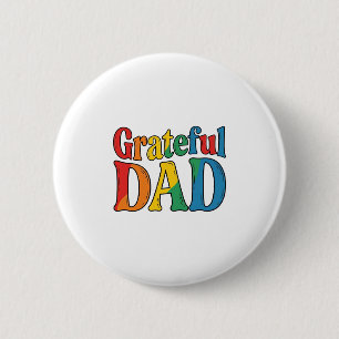 Macaron Rond 5 Cm Chemise Grateful Dad Vintage Rainbow Typography_1