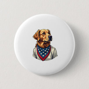 Macaron Rond 5 Cm Chemise gravée vintage Americana Golden Retriever