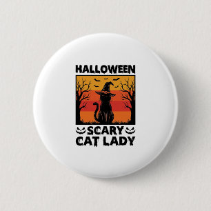 Macaron Rond 5 Cm Chemise Halloween Dame de chat effrayant Gravure V