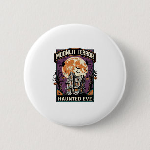 Macaron Rond 5 Cm Chemise Haunted Moon Gravure Vintage Halloween Gra