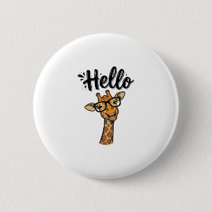 Macaron Rond 5 Cm Chemise Hello Giraffe Gravure Vintage Animal Migno