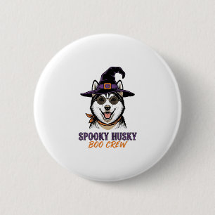 Macaron Rond 5 Cm Chemise Husky Halloween Sorcière Chien Graphique V
