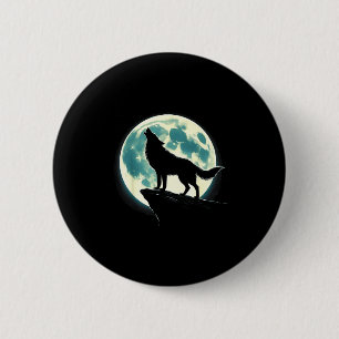 Macaron Rond 5 Cm Chemise Loup Hurleur à la Pleine Lune Vintage Fant
