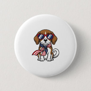 Macaron Rond 5 Cm Chemise lunettes de soleil chien Beagle patriotiqu