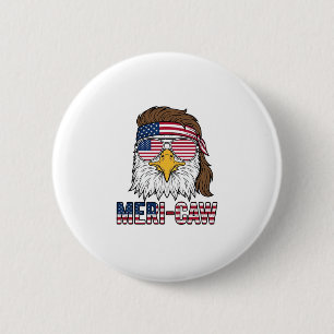 Macaron Rond 5 Cm Chemise Meri-Caw Aigle Patriotique Gravure Vintage