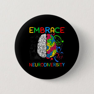 Macaron Rond 5 Cm Chemise Neurodiversity Embrasser la Sensibilisatio