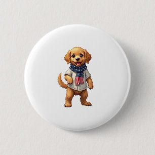 Macaron Rond 5 Cm Chemise Patriotique Vintage American Golden Puppy
