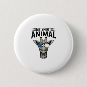 Macaron Rond 5 Cm Chemise patriotique vintage girafe animal spiritue