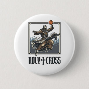 Macaron Rond 5 Cm Chemise religieuse vintage de basket-ball Holy Cro