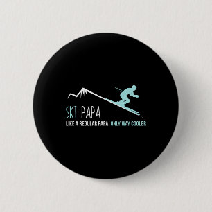 Macaron Rond 5 Cm Chemise Ski Papa, Cadeau drôle et mignon de ski d'