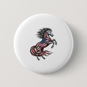Macaron Rond 5 Cm Chemise vectorielle de cheval cabré patriotique vi