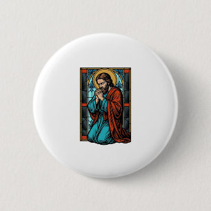Macaron Rond 5 Cm Chemise vectorielle de figure religieuse priant vi