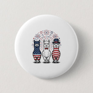 Macaron Rond 5 Cm Chemise vectorielle vintage à feu d'artifice lama