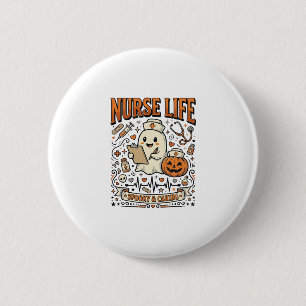 Macaron Rond 5 Cm Chemise vintage citrouille fantôme Halloween Nurse