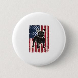 Macaron Rond 5 Cm Chemise vintage drapeau patriotique Bouledogue fra