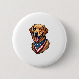 Macaron Rond 5 Cm Chemise Vintage Golden Retriever Fierté Américaine
