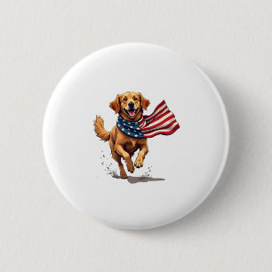 Macaron Rond 5 Cm Chemise vintage gravée Freedom Golden Retriever