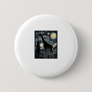 Macaron Rond 5 Cm Chemise vintage gravure girafe nuit étoilée_1