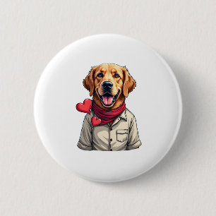 Macaron Rond 5 Cm Chemise vintage pour amoureux de Golden Retriever 