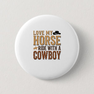 Macaron Rond 5 Cm Chemise Vintage Western Cheval et Citation de Cowb